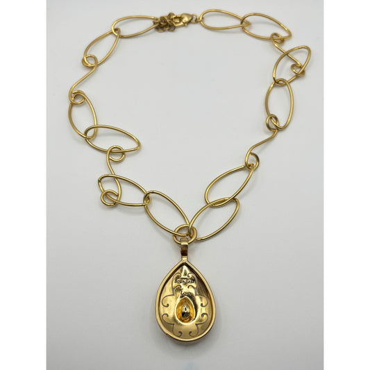 Brighton Versailles Jupiter Necklace With Gold-Tone Chain & Blue Teardrop Pendant