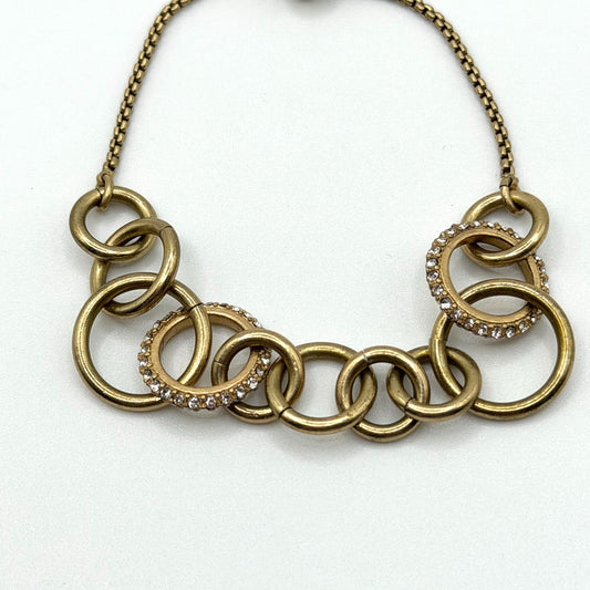 Gold-Tone Adjustable Chain Link Bracelet With Rhinestone Accents