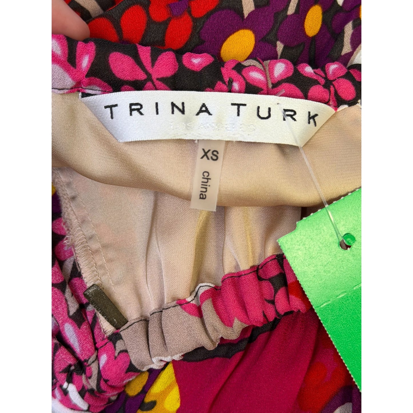 Trina Turk Floral Print Boho Midi Dress Multi-Color XS