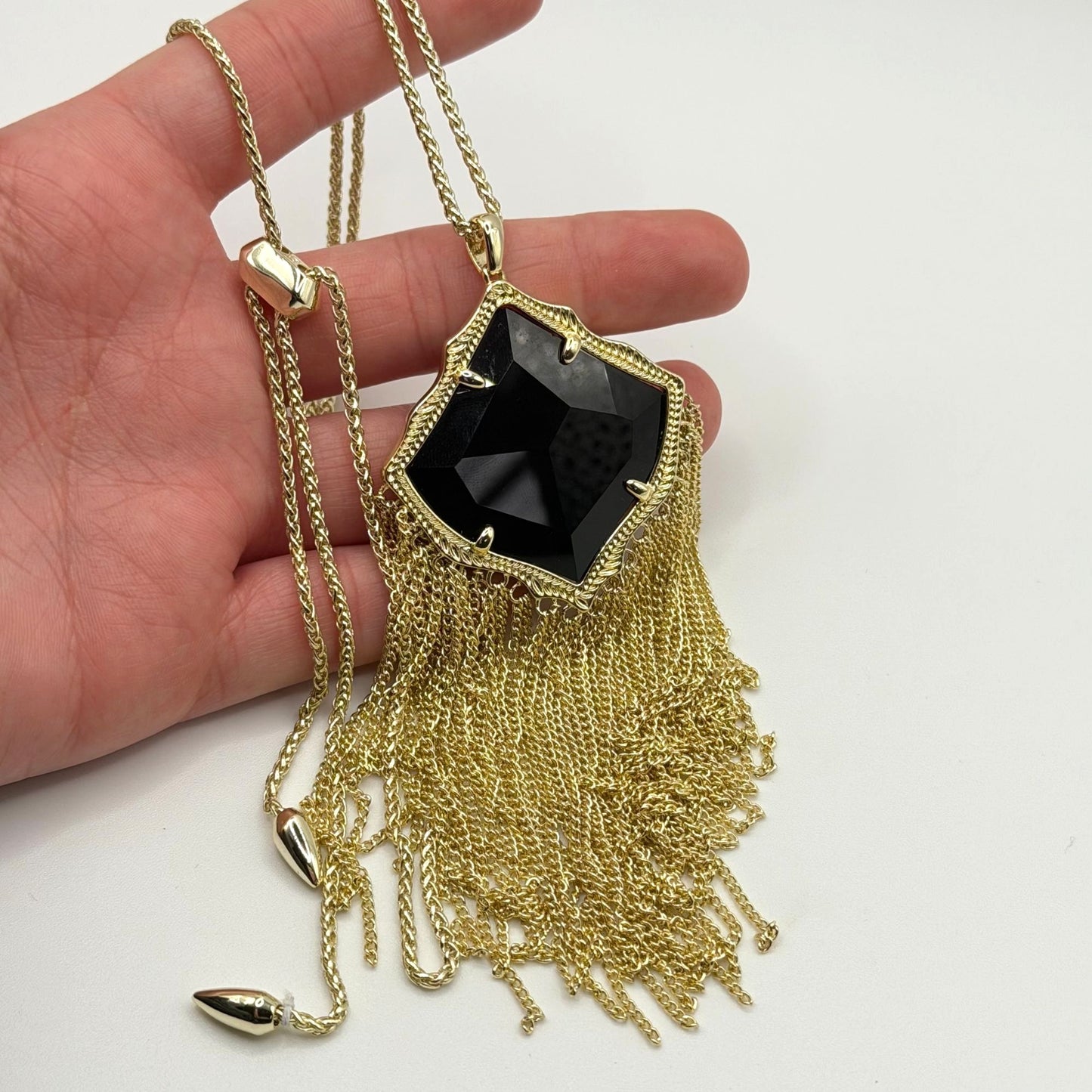 Kendra Scott Kingston Black & Gold Long Pendant Necklace