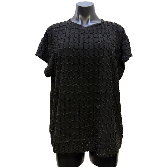See And Be Seen Black Textured Blouse & Wide-Leg Pants Set Size M