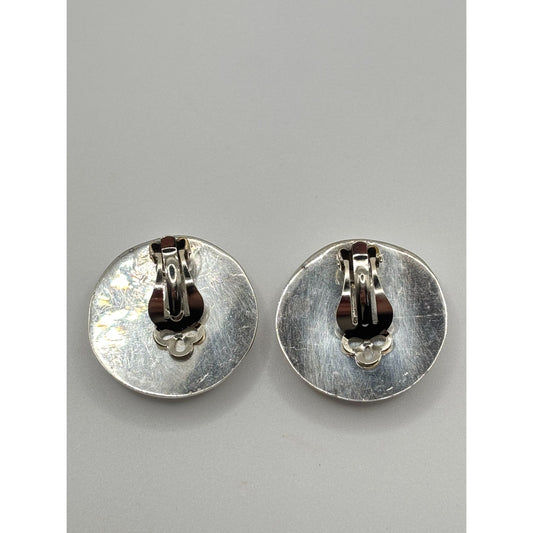 Sterling Silver 925 Clip-On Earrings Textured Wave Design