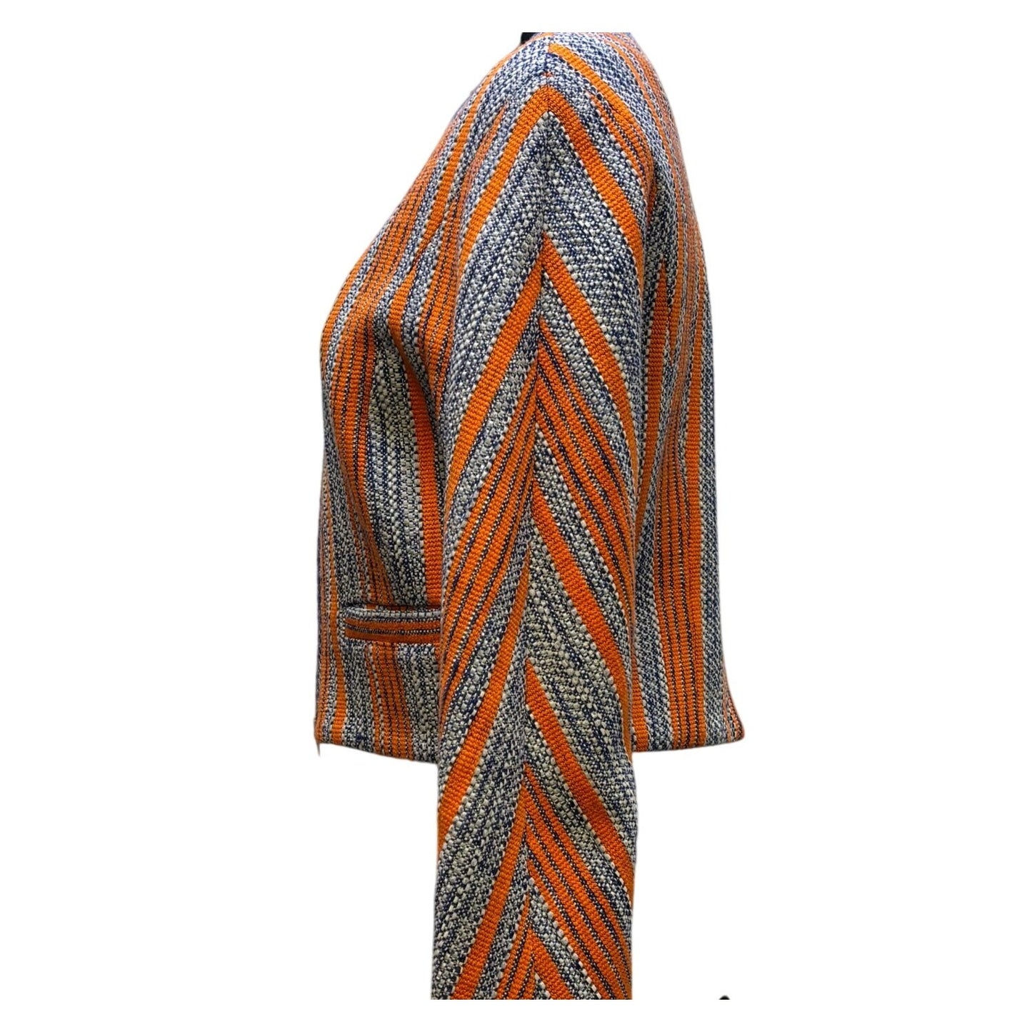 Carven Tweed Cropped Jacket Blue Orange S