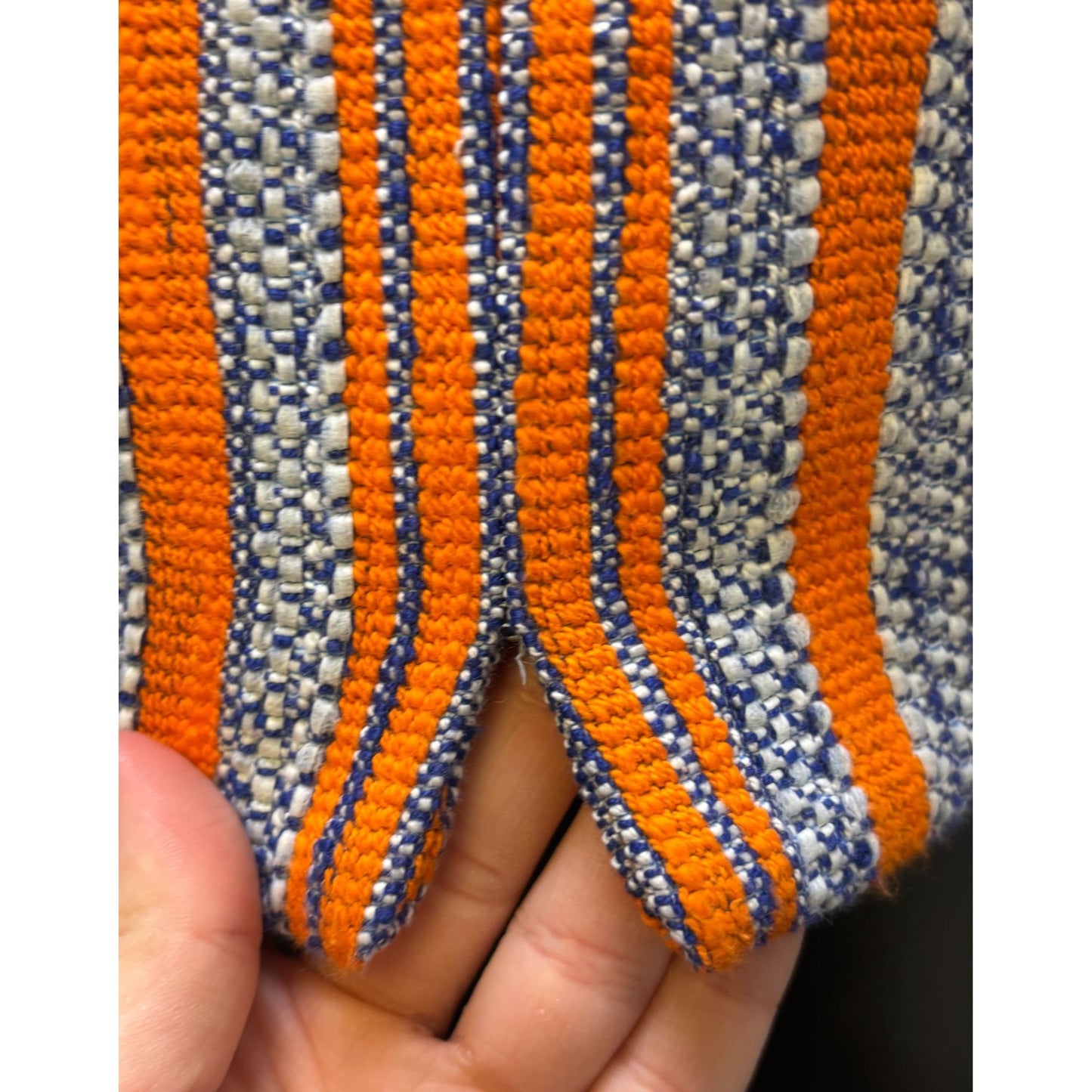 Carven Tweed Cropped Jacket Blue Orange S