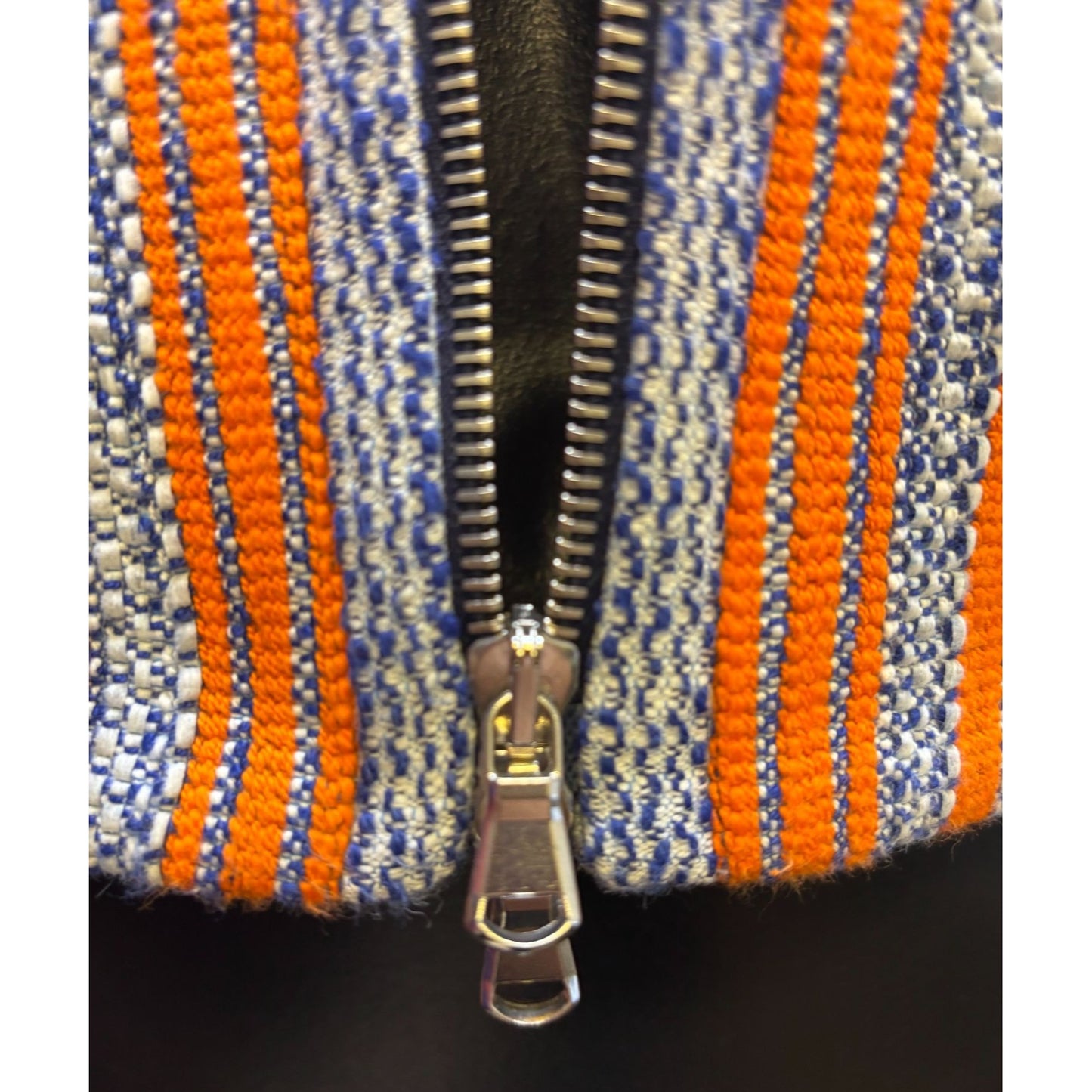 Carven Tweed Cropped Jacket Blue Orange S