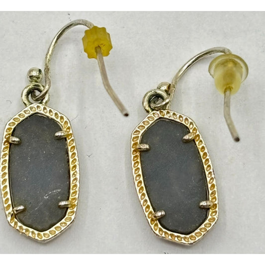 Kendra Scott Oval Drusy Drop Earrings With Textured Stone & Gold-Tone Border