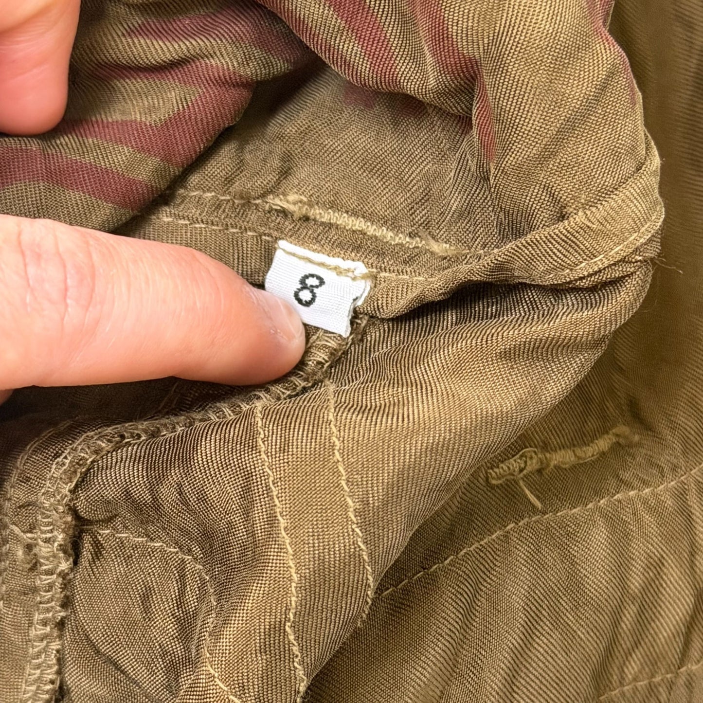 Johnny Was Olive Silk Cargo Pants W/ Belt Size 8