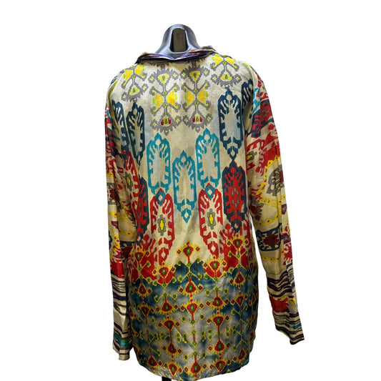 Johnny Was Silk Blouse Multicolor Long Sleeve M