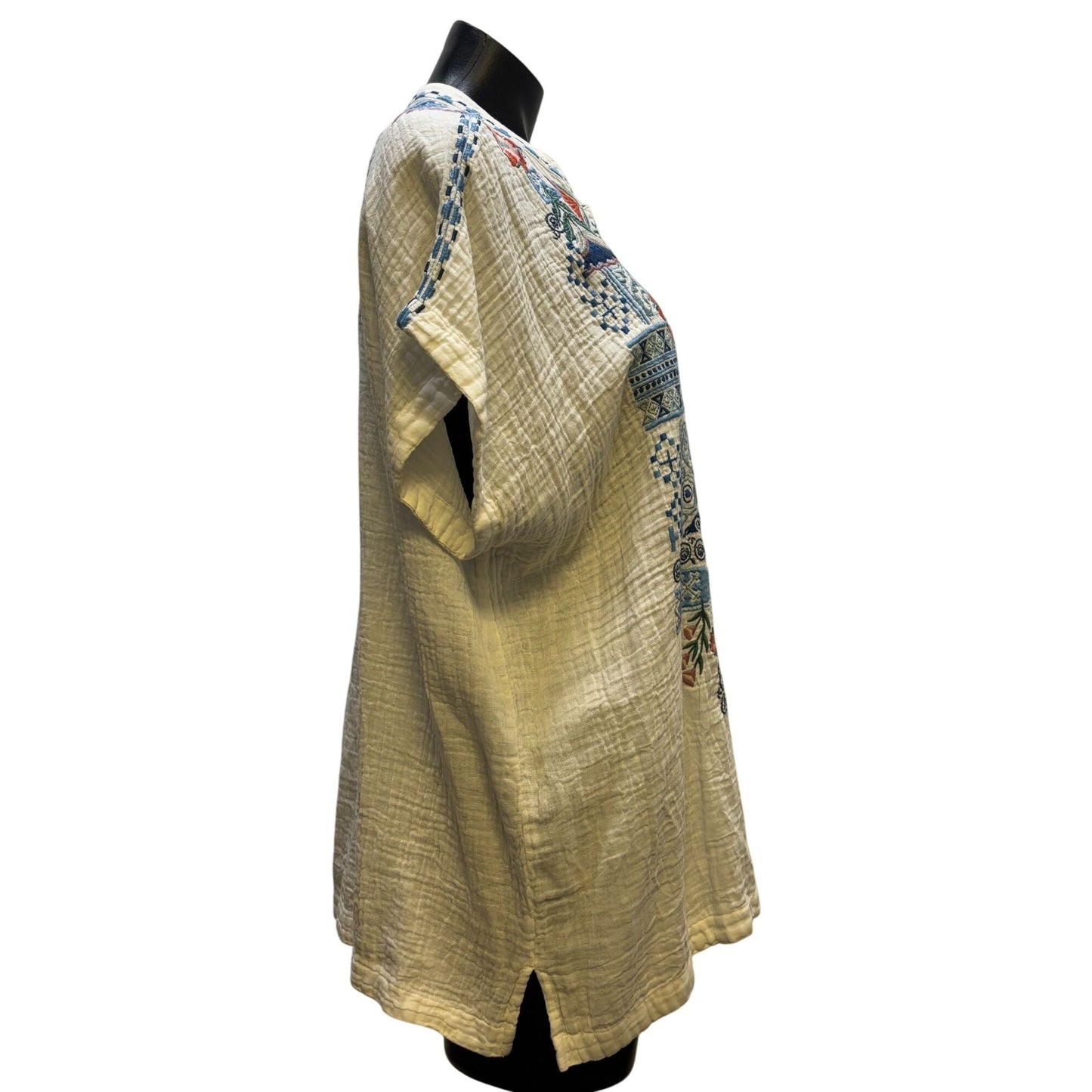 Johnny Was Embroidered White Blouse XL