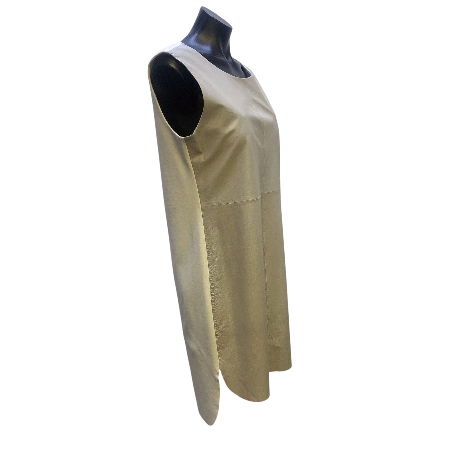 My Tribe Taupe & Cream Leather Front Shift Dress Size Small
