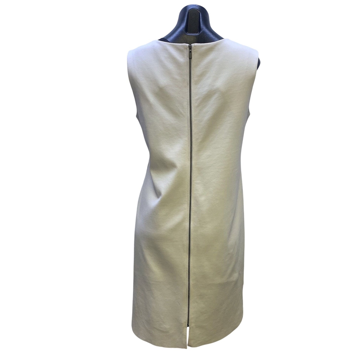 My Tribe Taupe & Cream Leather Front Shift Dress Size Small