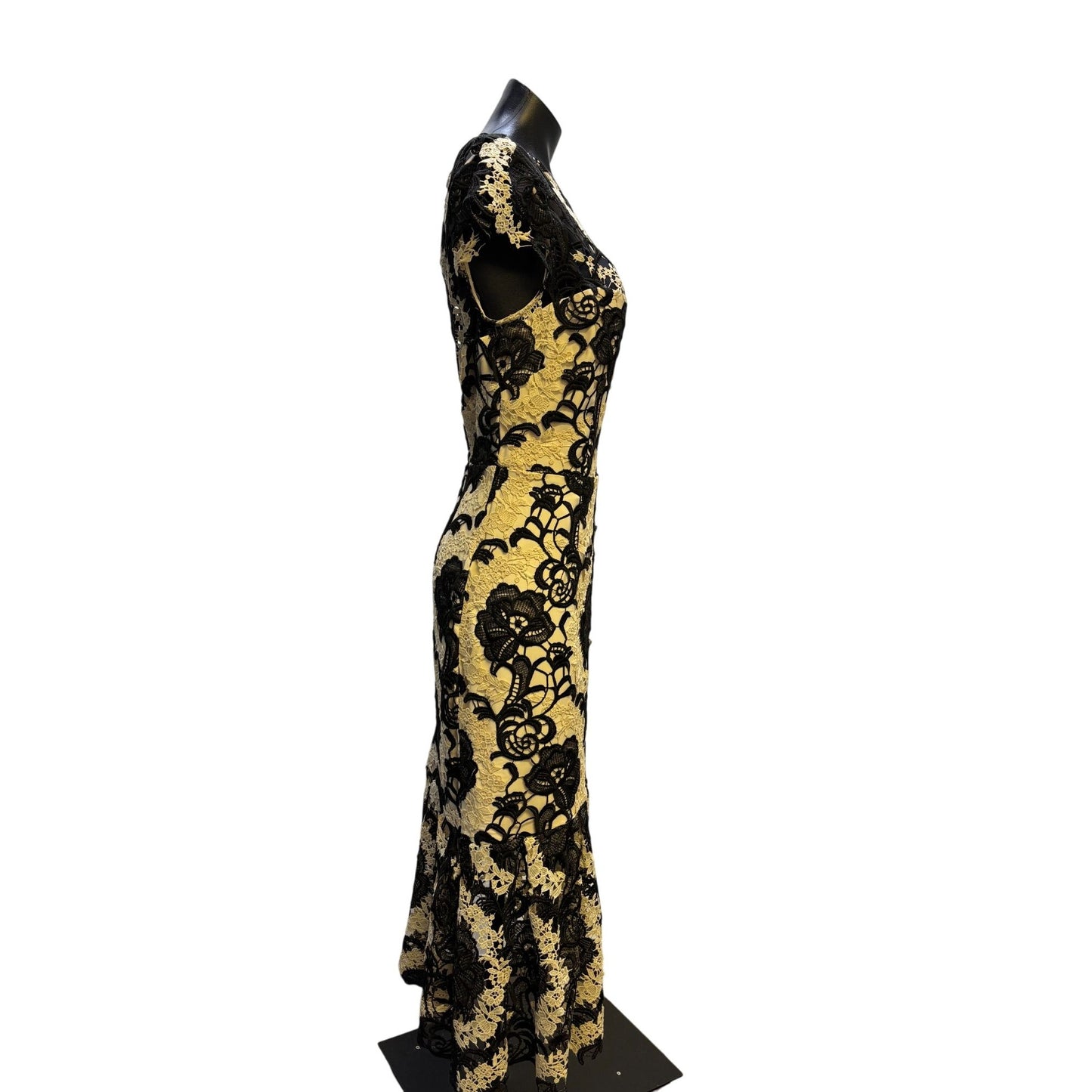 Antonio Melani Elegant Black & White Lace Floral Maxi Dress 12