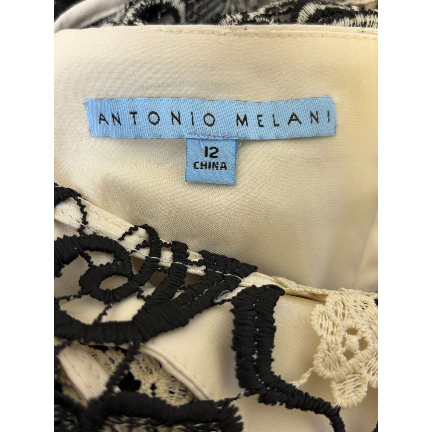 Antonio Melani Elegant Black & White Lace Floral Maxi Dress 12