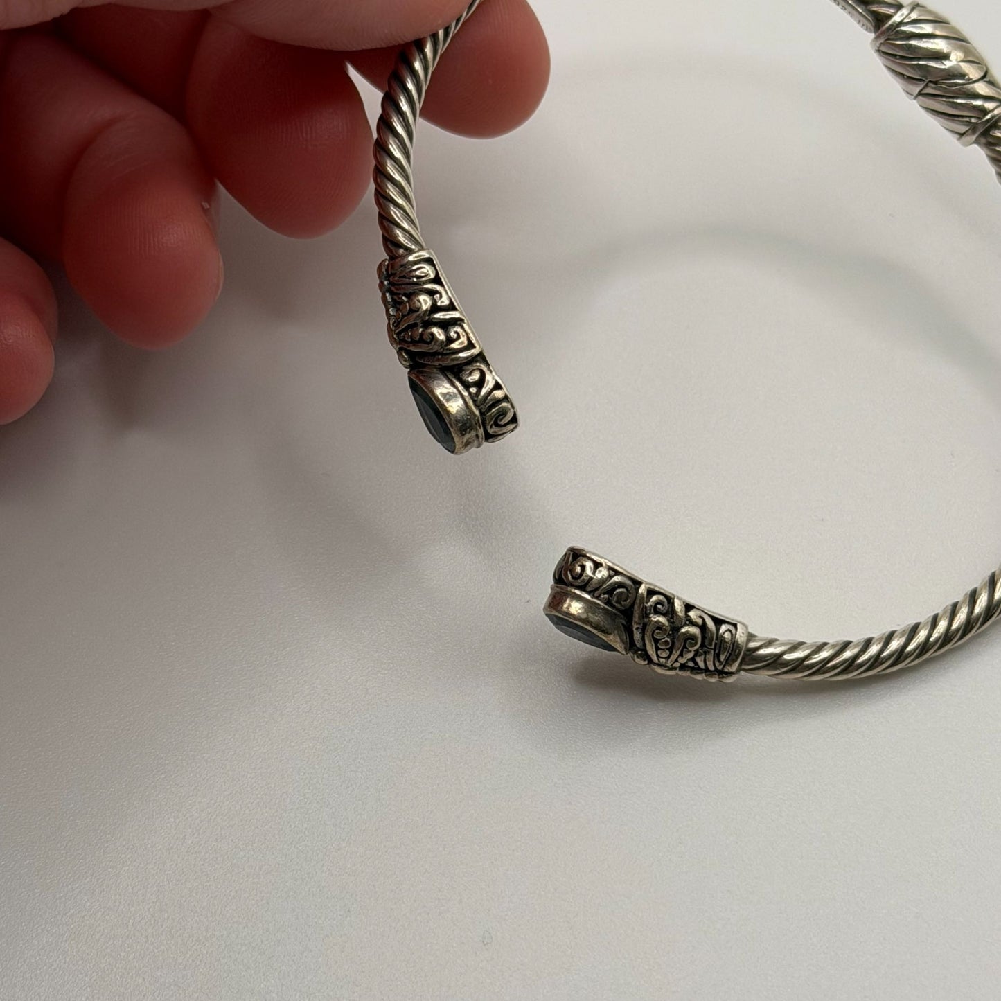 Novica Sterling Silver 925 Twisted Cuff Bracelet Blue Topaz Handmade
