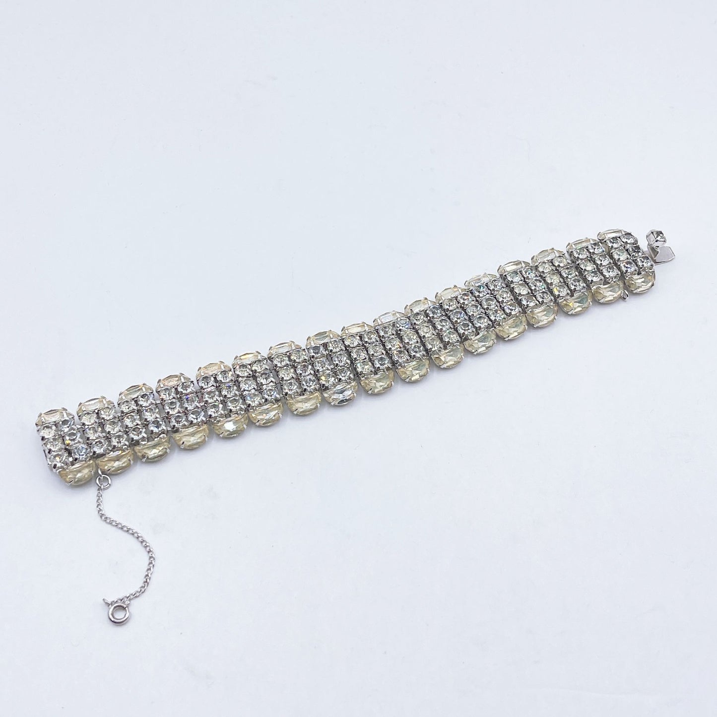 Vintage Kramer Of New York Rhinestone & Silver-Tone Bracelet