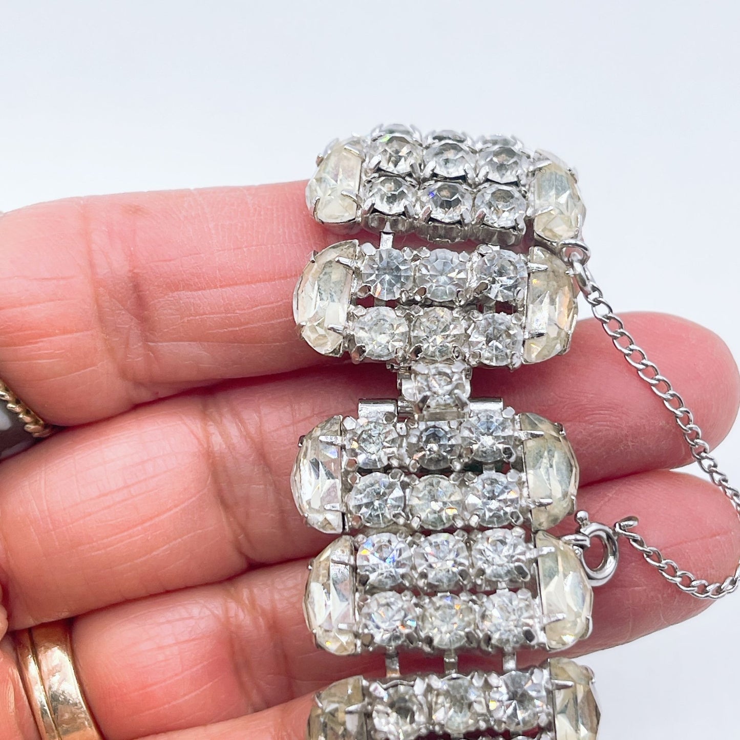 Vintage Kramer Of New York Rhinestone & Silver-Tone Bracelet