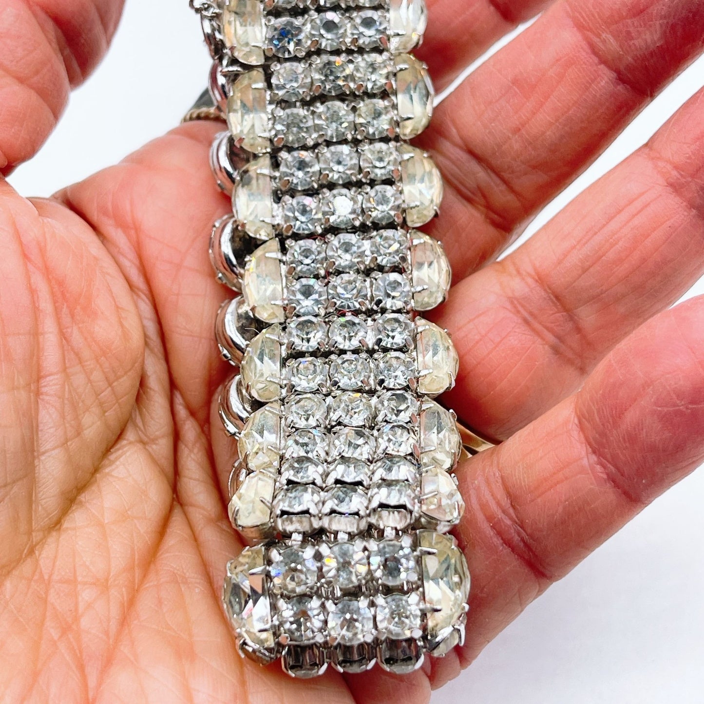 Vintage Kramer Of New York Rhinestone & Silver-Tone Bracelet