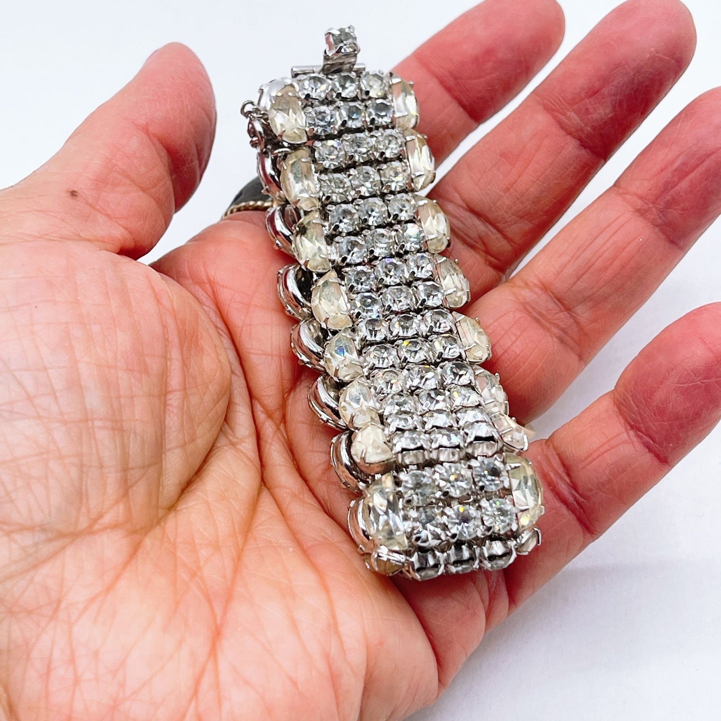 Vintage Kramer Of New York Rhinestone & Silver-Tone Bracelet