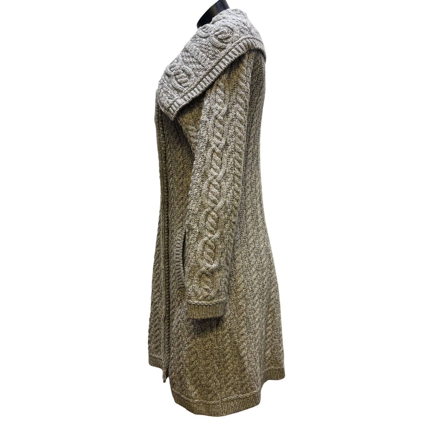 Blarney Woolen Mills Cable Knit Cardigan Sweater Gray S