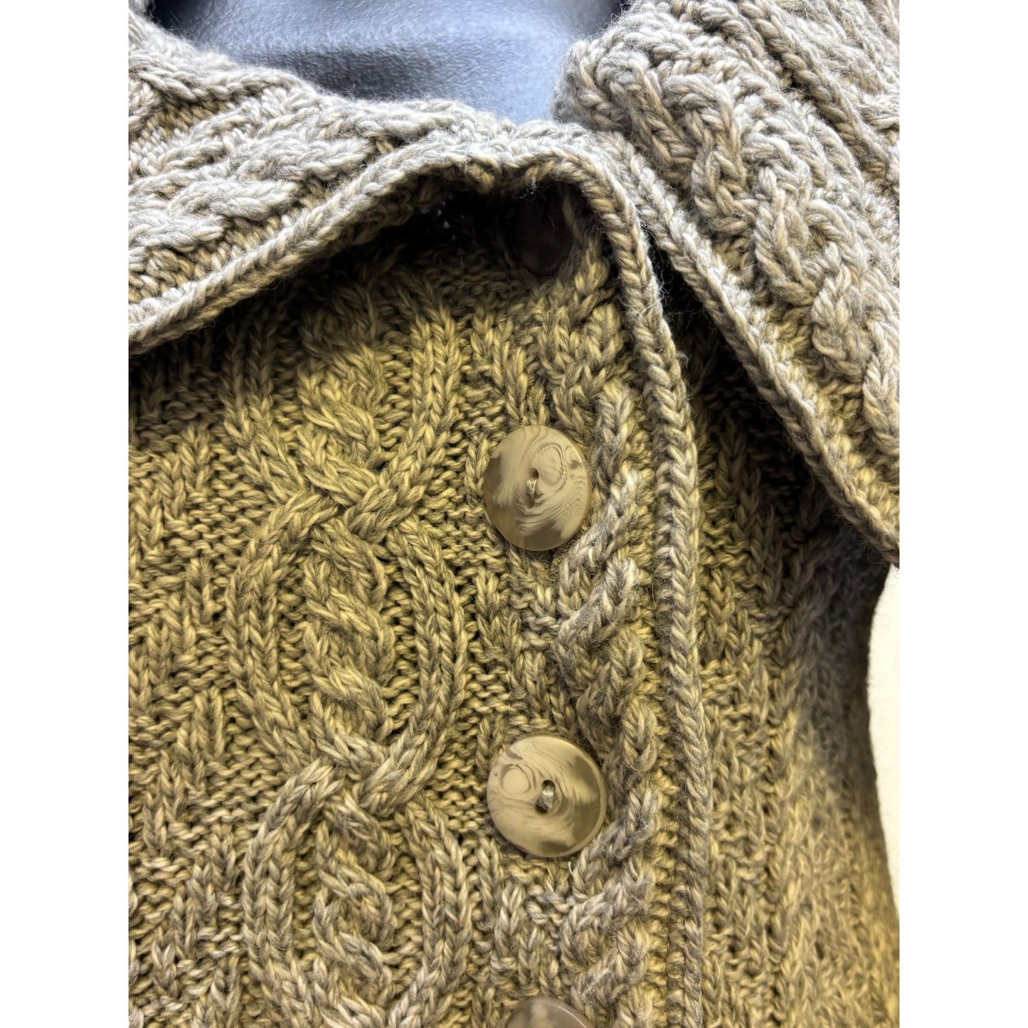 Blarney Woolen Mills Cable Knit Cardigan Sweater Gray S