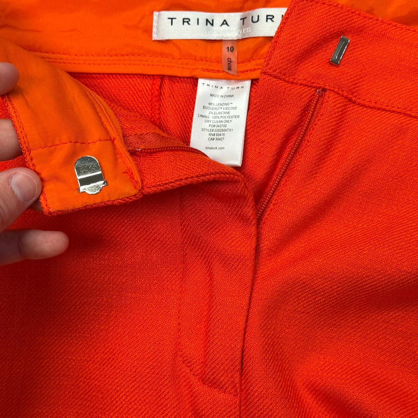 Trina Turk Orange High-Waist Shorts Size 10