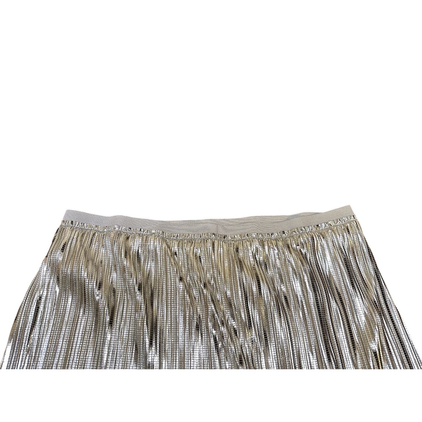 NWT Maeve By Anthropologie Silver Metallic Pleated Maxi Skirt Size 12