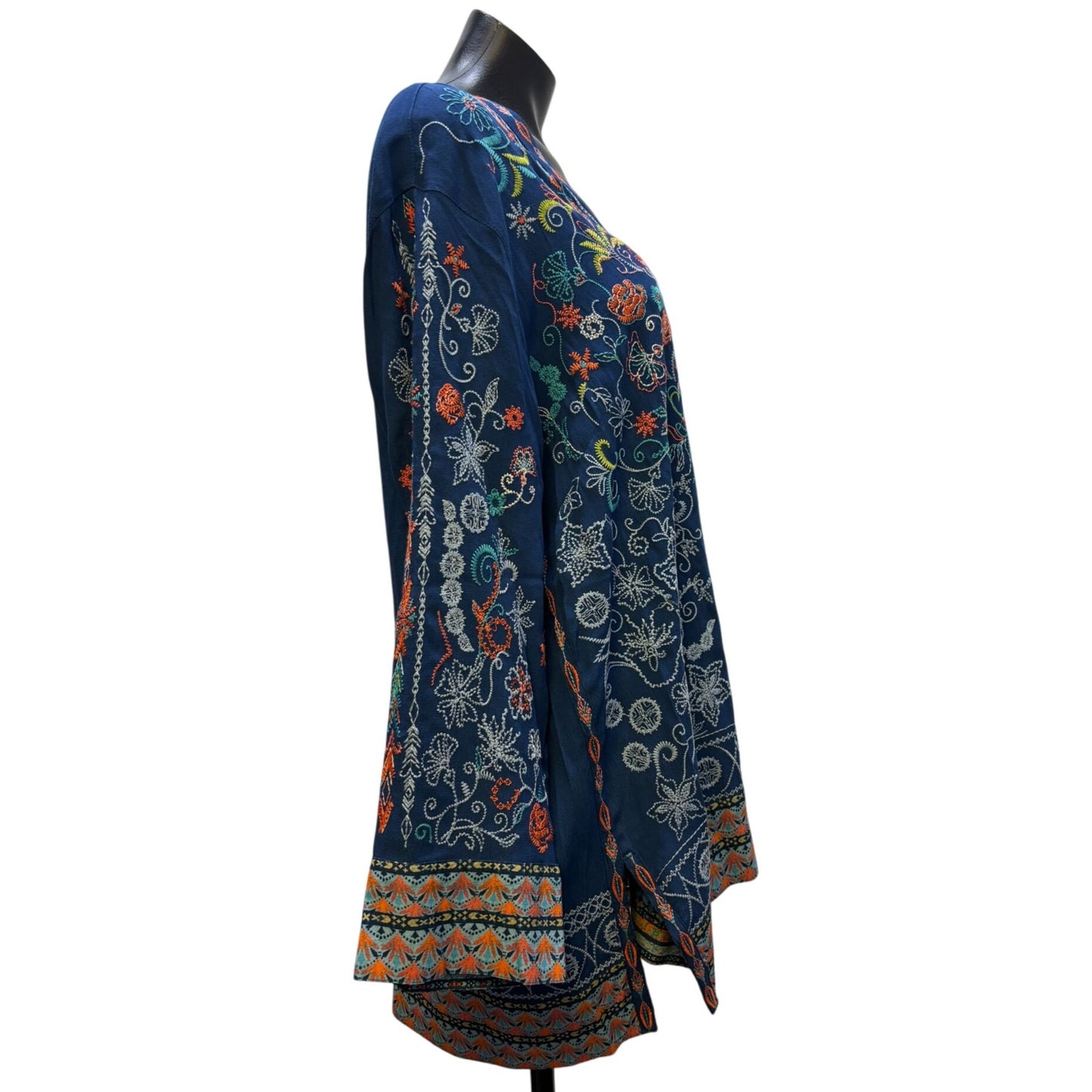 John Mark Embroidered Bohemian Blouse Blue L