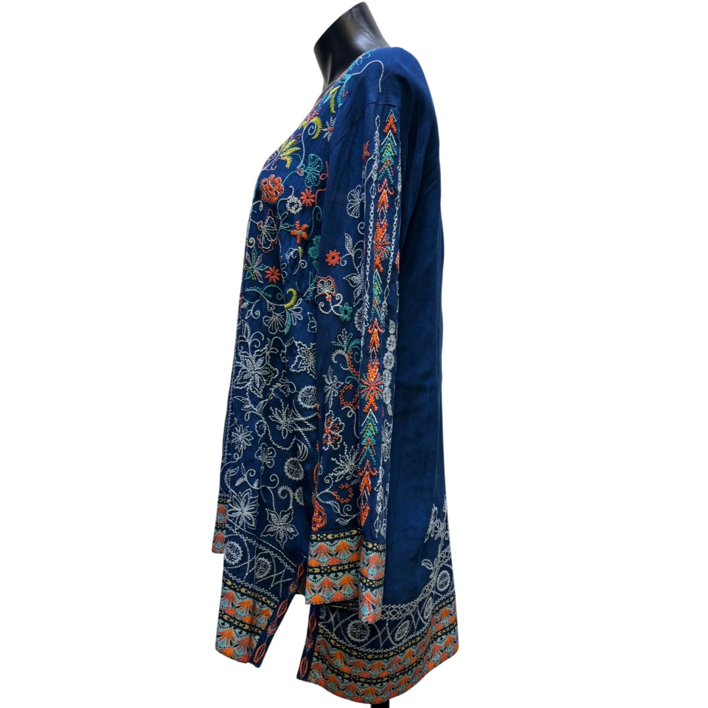 John Mark Embroidered Bohemian Blouse Blue L