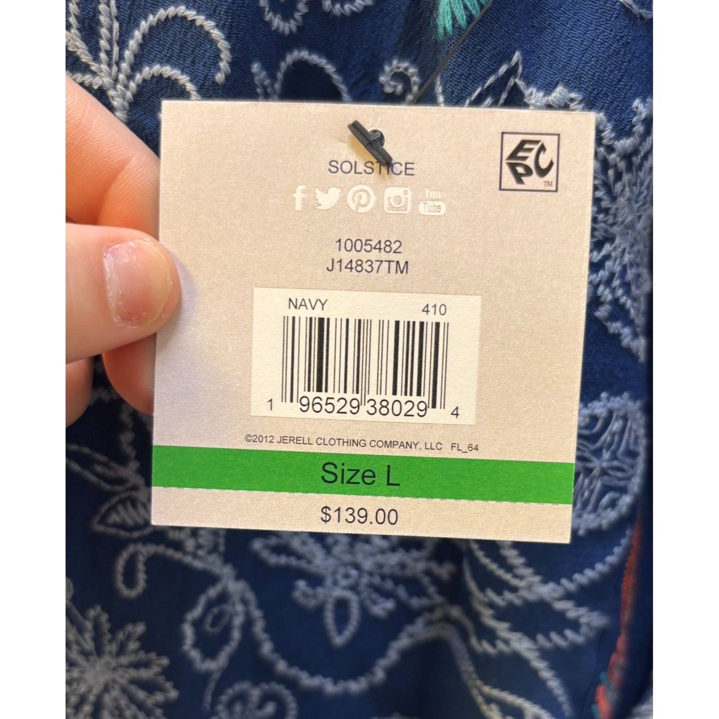 John Mark Embroidered Bohemian Blouse Blue L