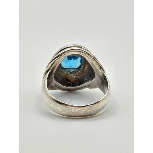 Vintage Sterling Silver Blue Topaz Ring Size 7.5