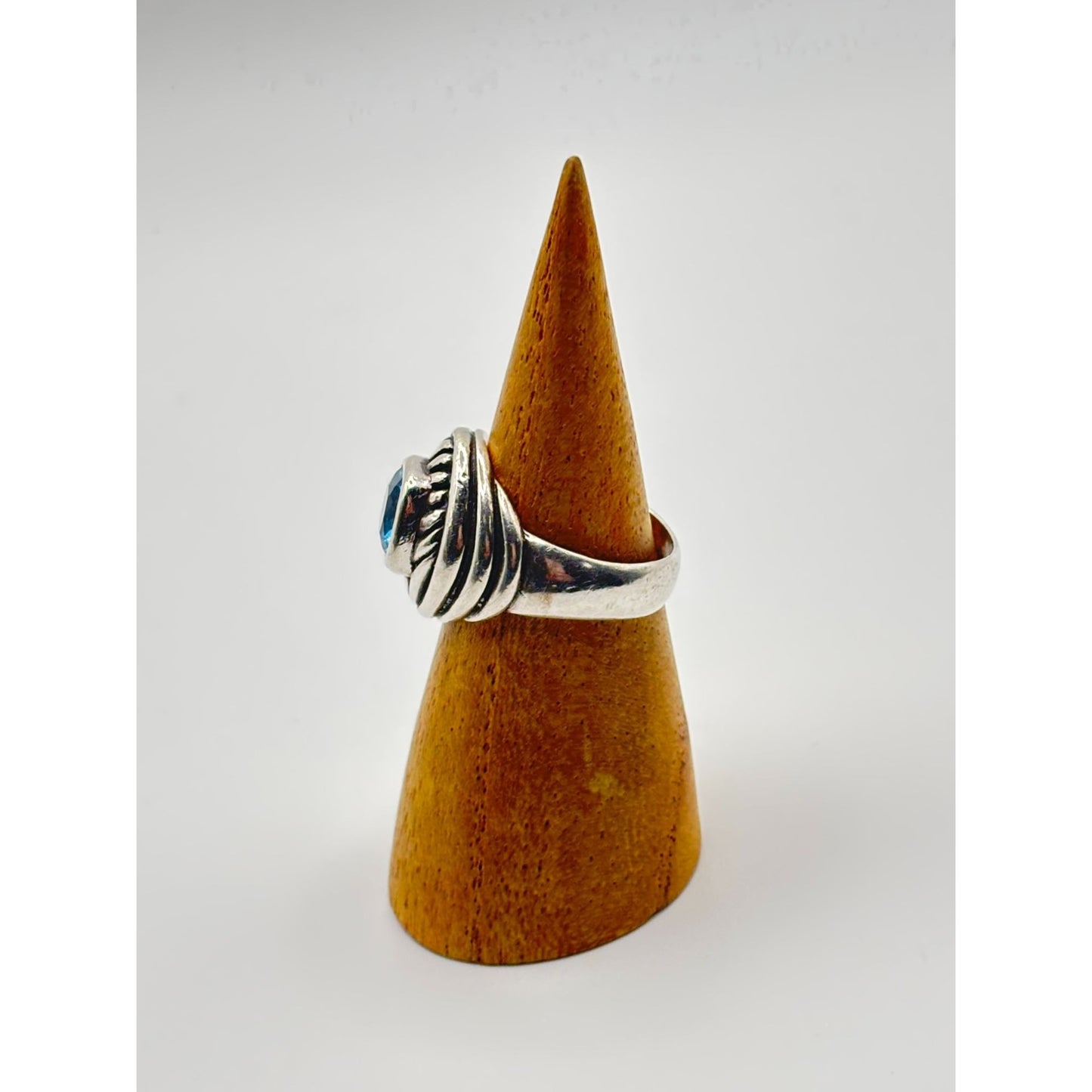 Vintage Sterling Silver Blue Topaz Ring Size 7.5