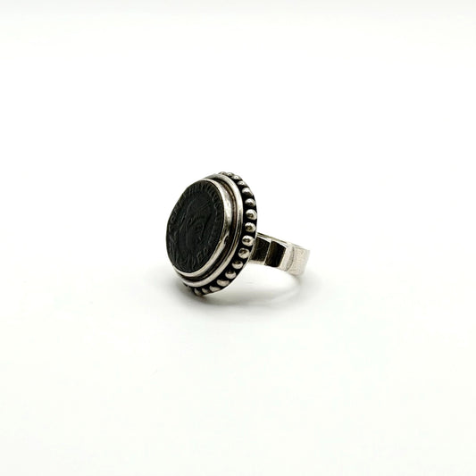 925 Sterling Silver Roman Coin Ring Size 7