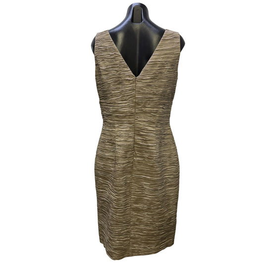 Eliza J Beige Ruched Sleeveless Dress With Beaded Waist Size 12