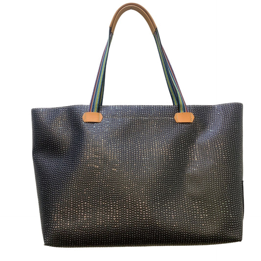 Consuela Fiesta Leopard Print & Black Tote Bag With Rainbow Straps