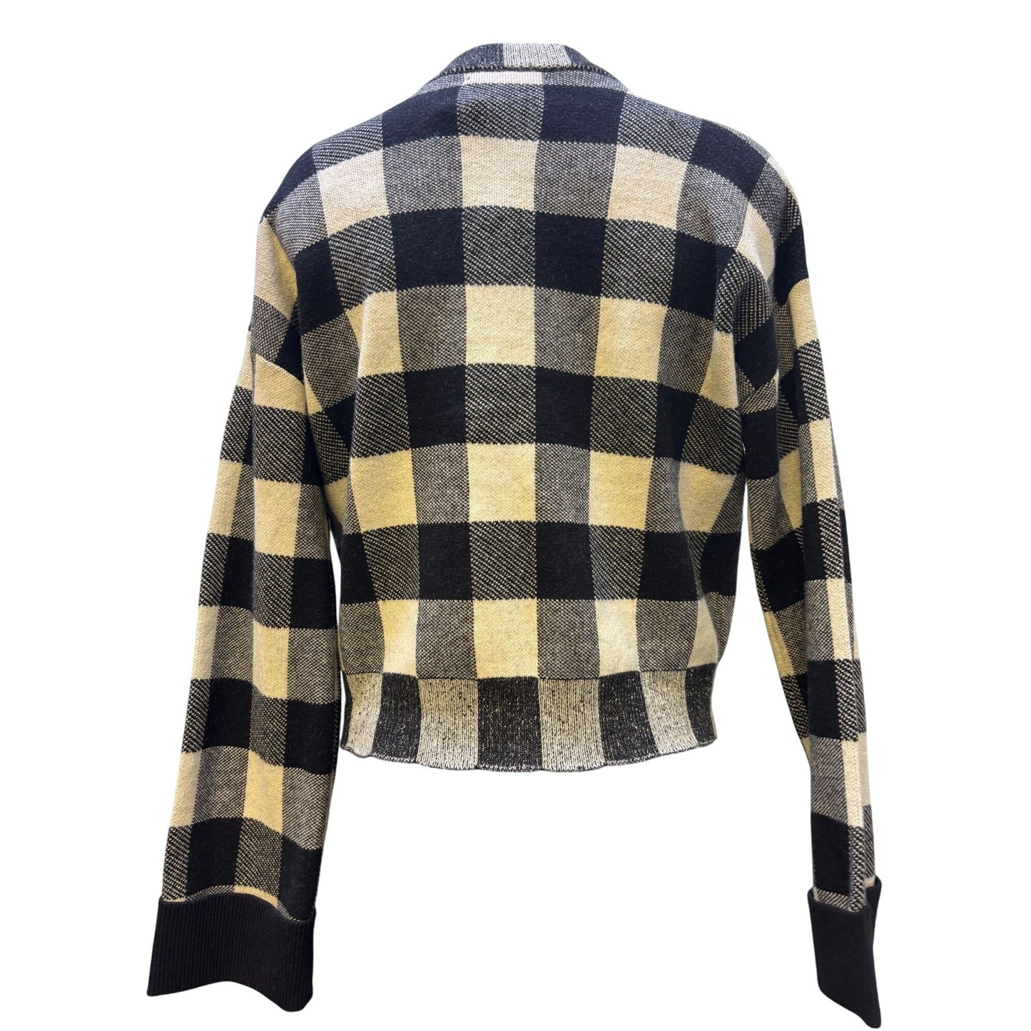 NWT Industry  Plaid Cardigan Black Beige Wool Blend S