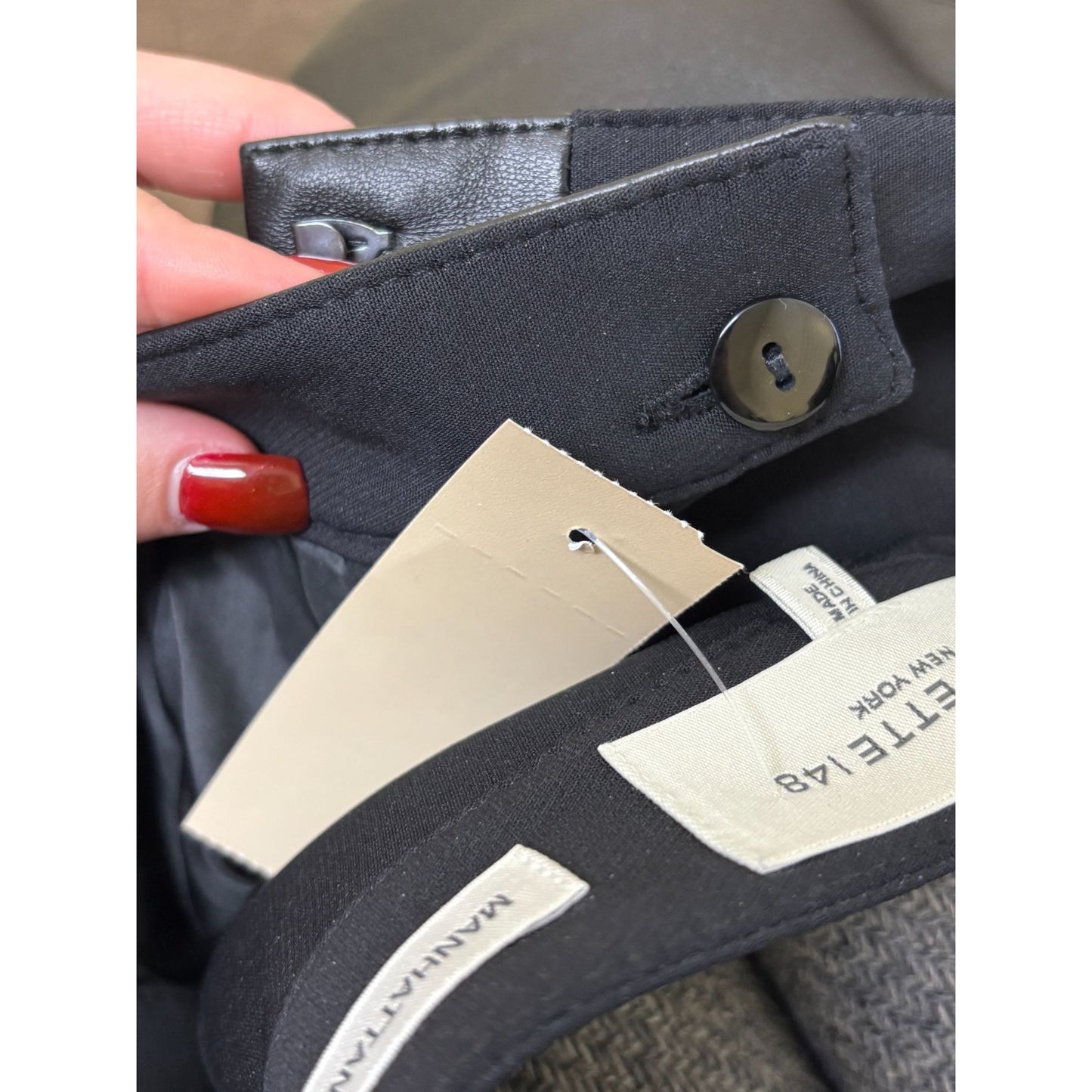 Lafayette 148 New York Black Lambskin Slim-Leg Trousers Size 4