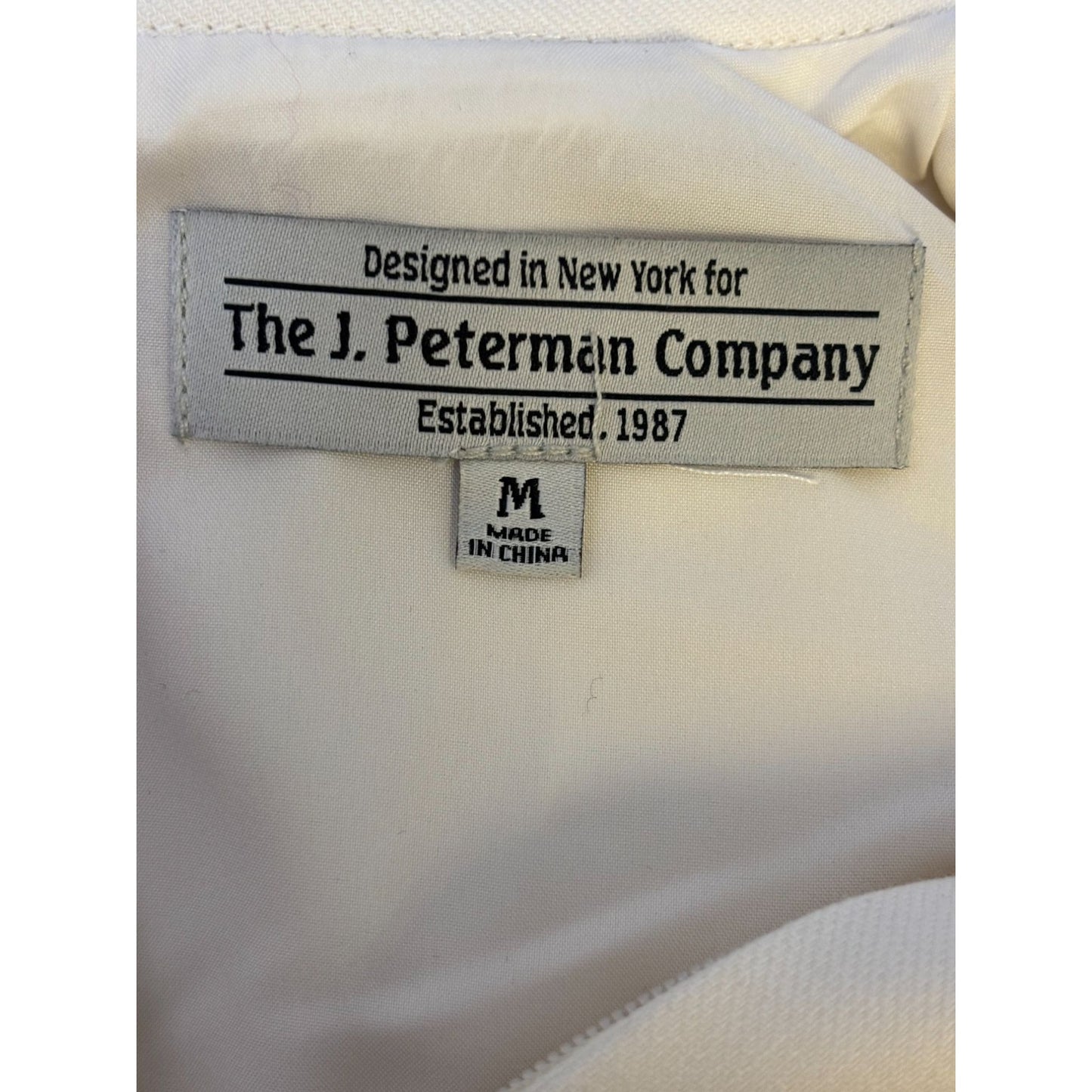 The J. Peterman Company White Belted Winter Dress Size M