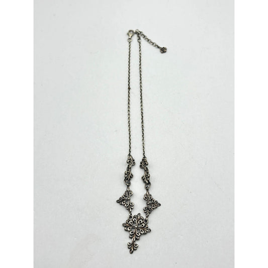 Barse Sterling Silver Ornate Floral Necklace 925