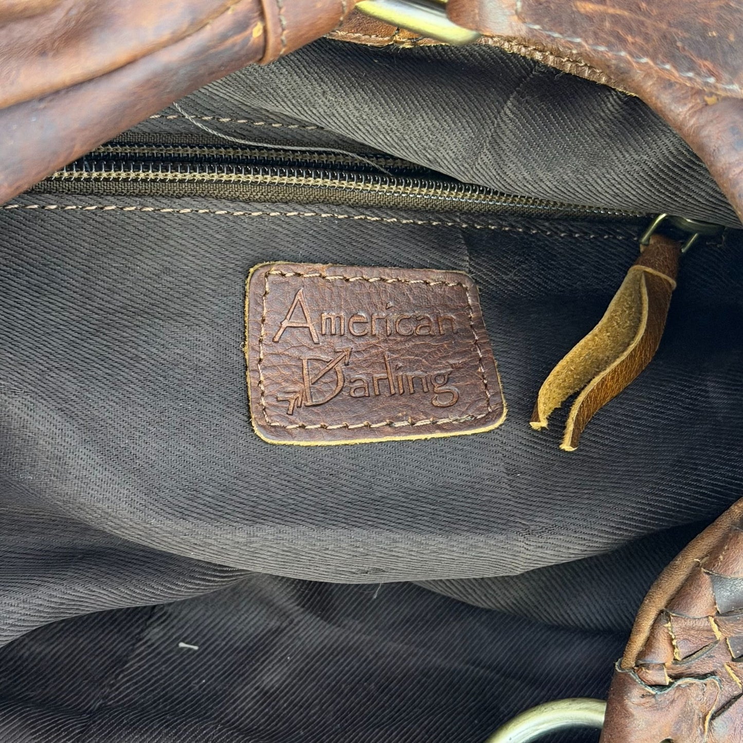 American Darling Brown Leather Woven Hobo Bag
