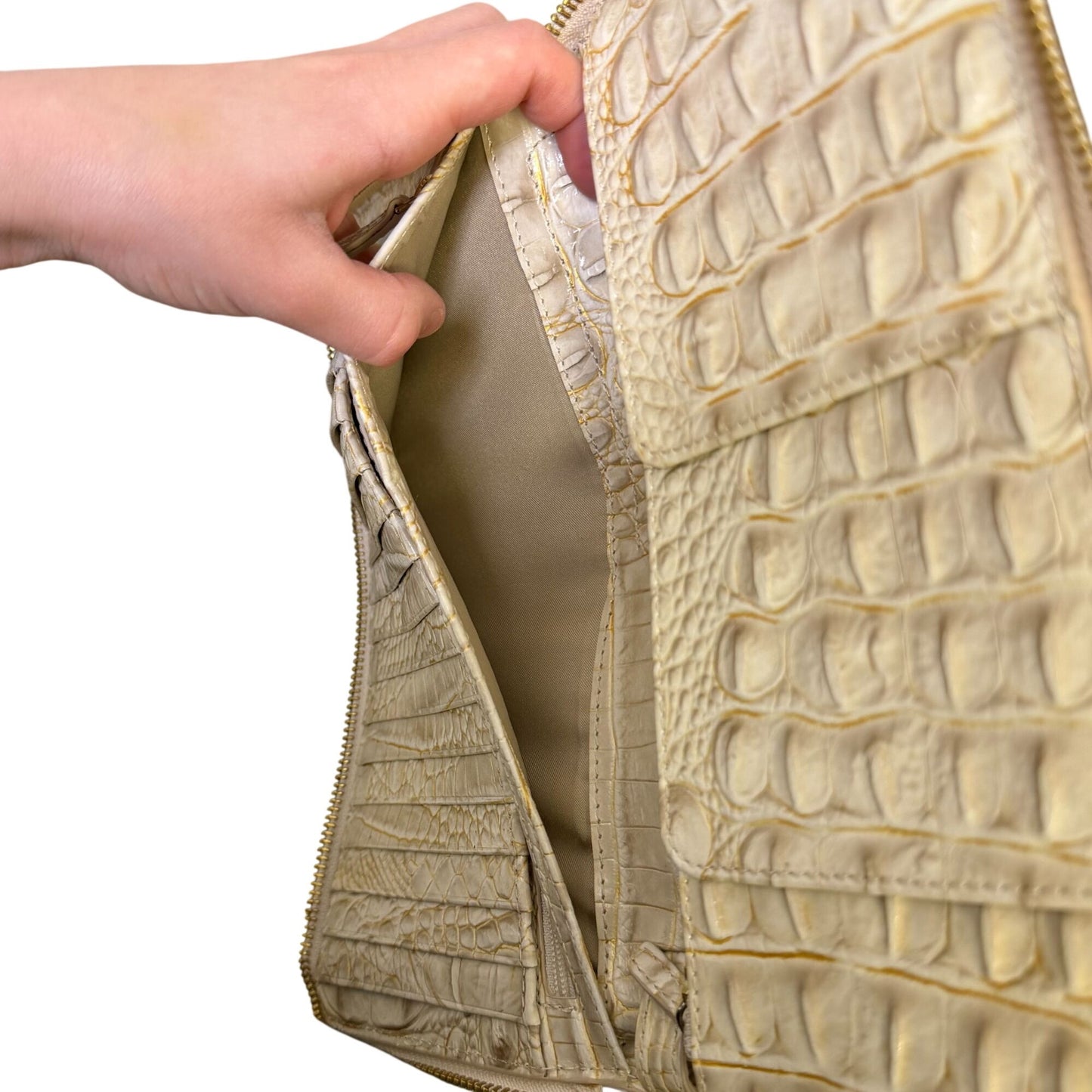 Brahmin Croc-Embossed Leather Travel Wallet In Cream Multi