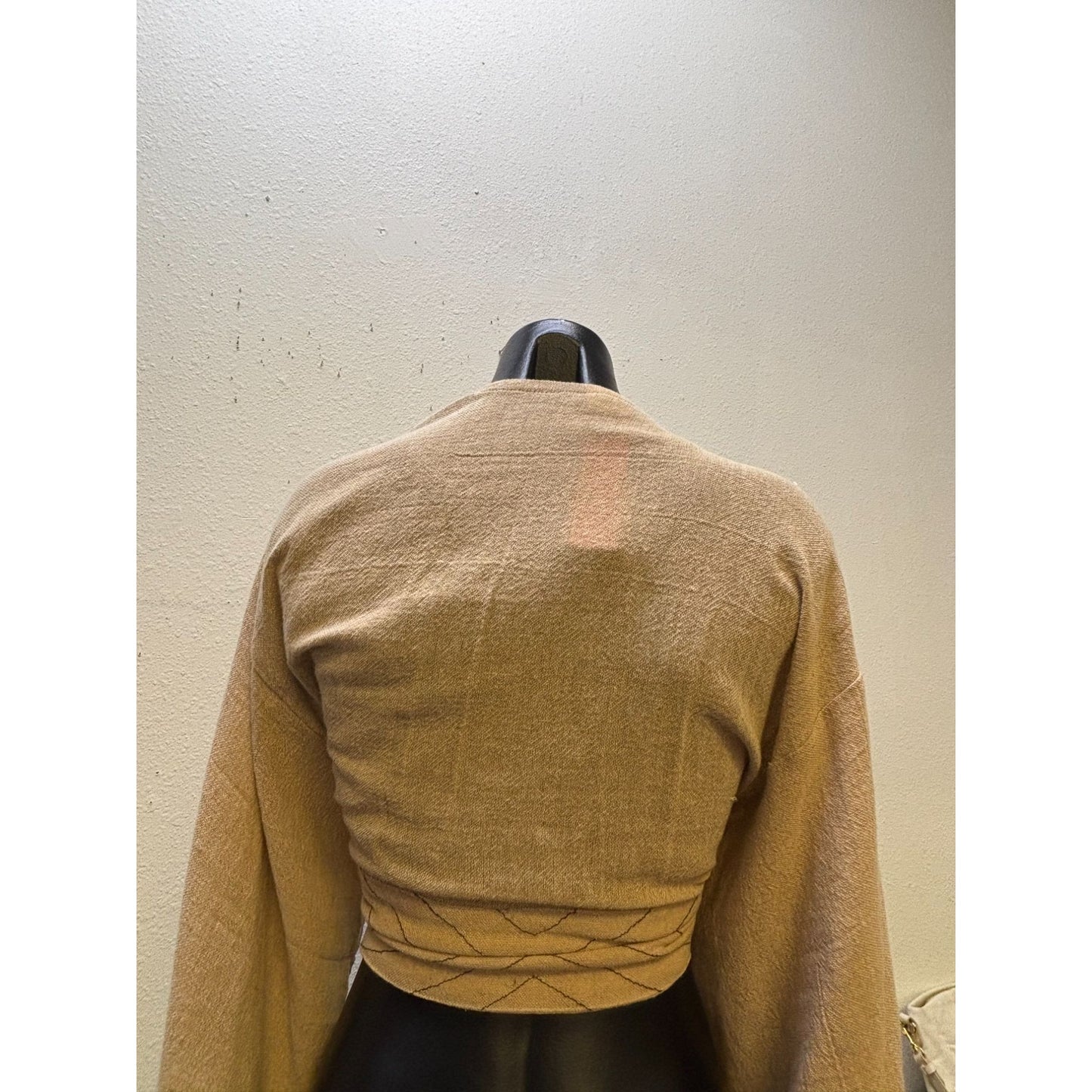 Chintamani Blouse Tan Wrap Top Blouse M