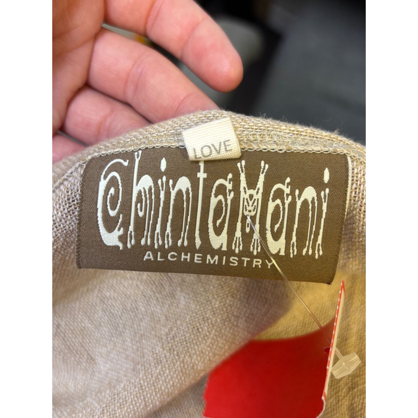 Chintamani Blouse Tan Wrap Top Blouse M