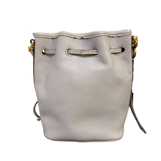 Dooney & Bourke Leather Drawstring Crossbody Bag Cream