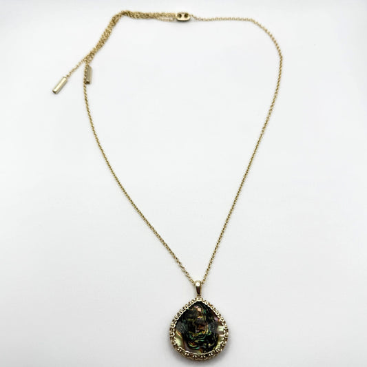 Kendra Scott Abalone Shell Teardrop Pendant Gold Chain
