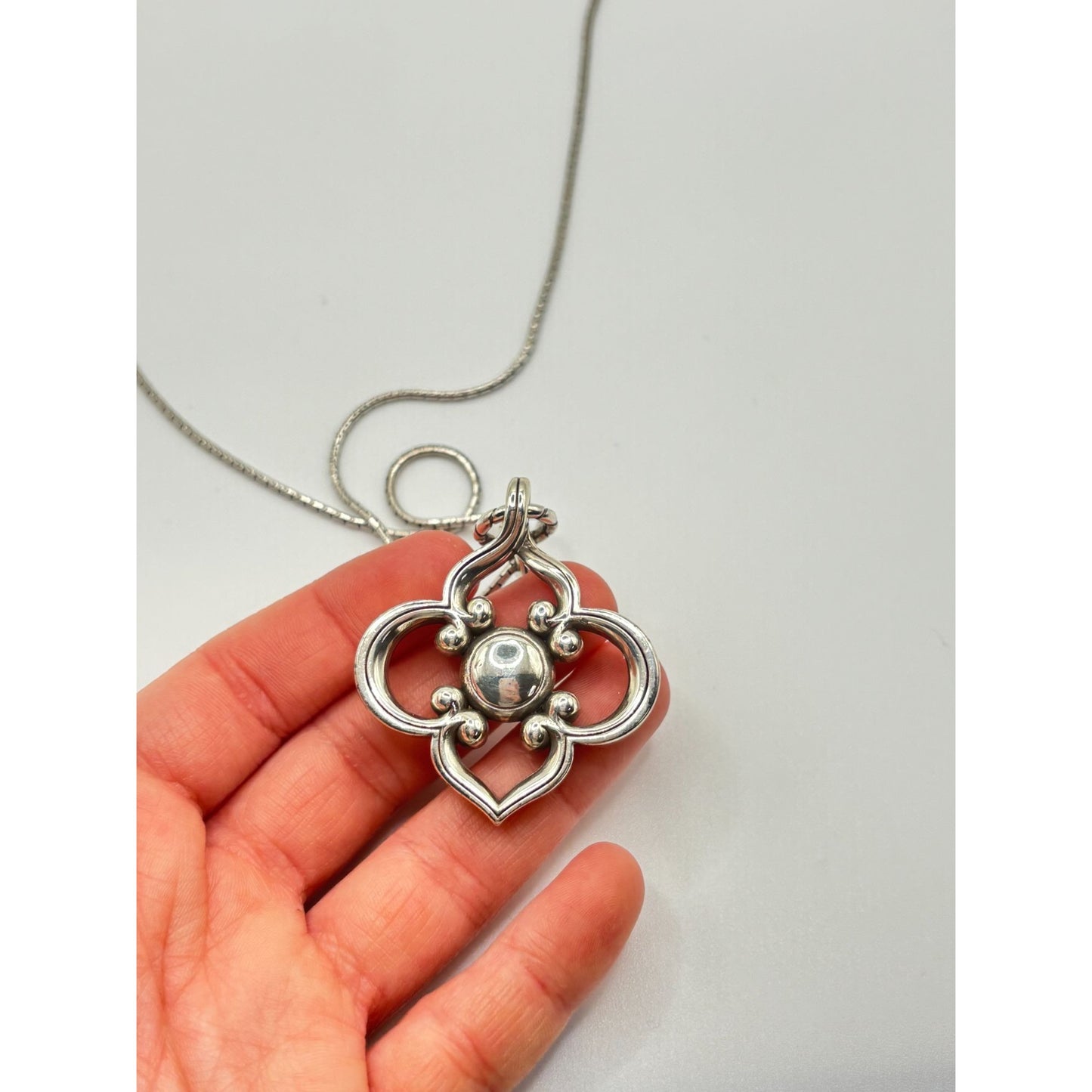 Brighton Toledo Convertible Silver Long Chain Crystal Pendant Necklace