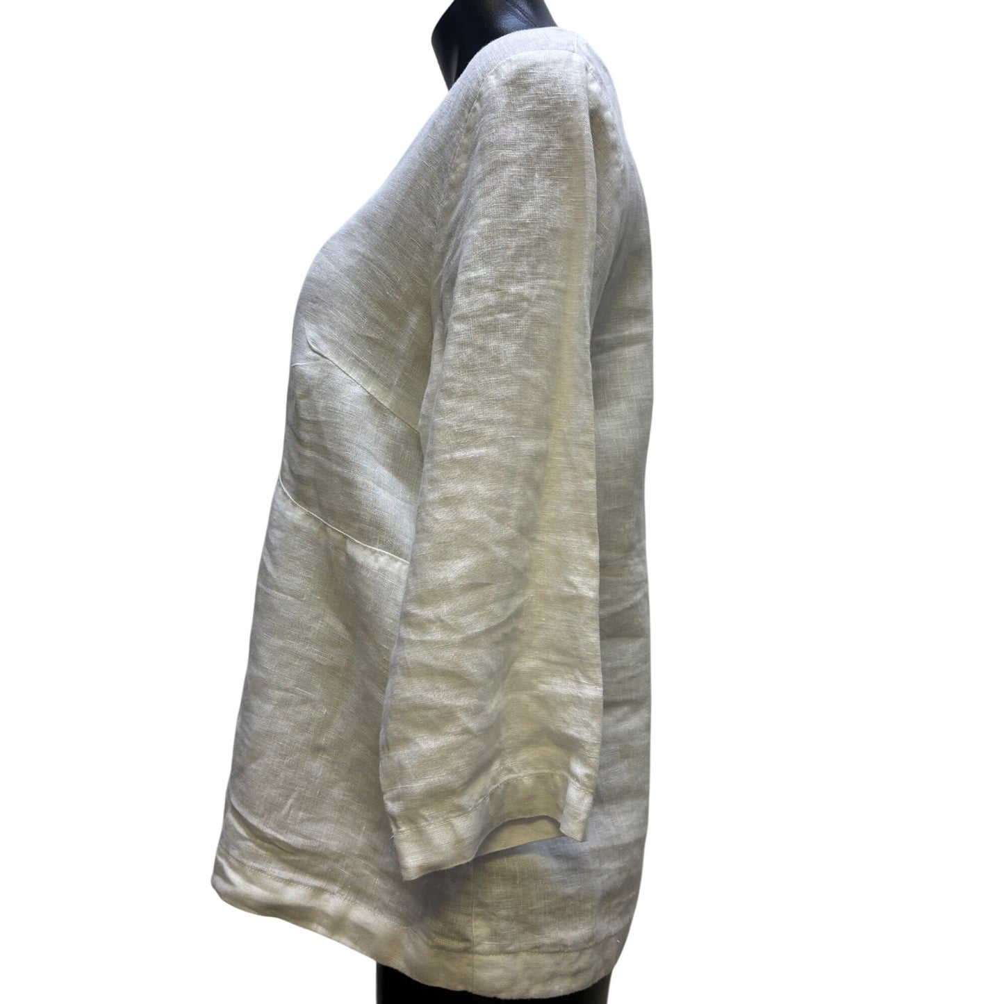 Mosaic White Linen Blouse Button Front S