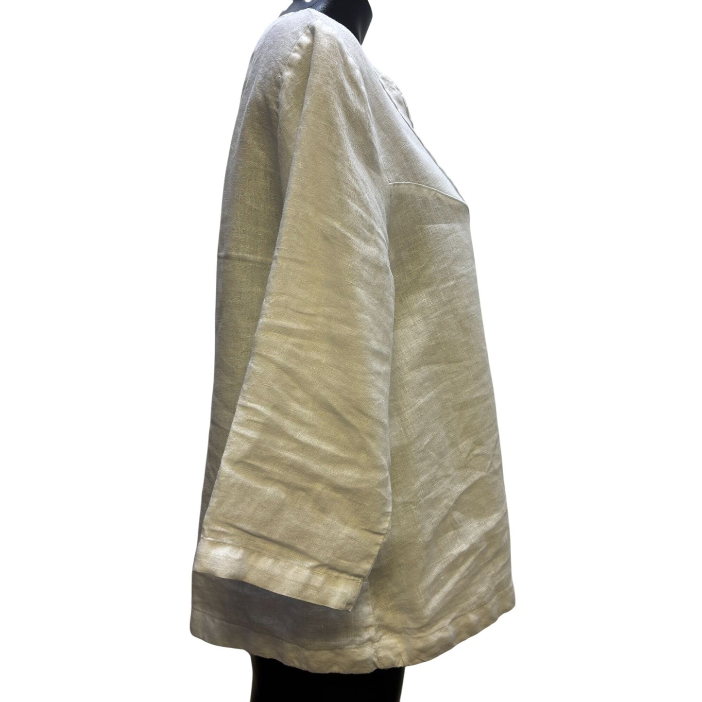 Mosaic White Linen Blouse Button Front S