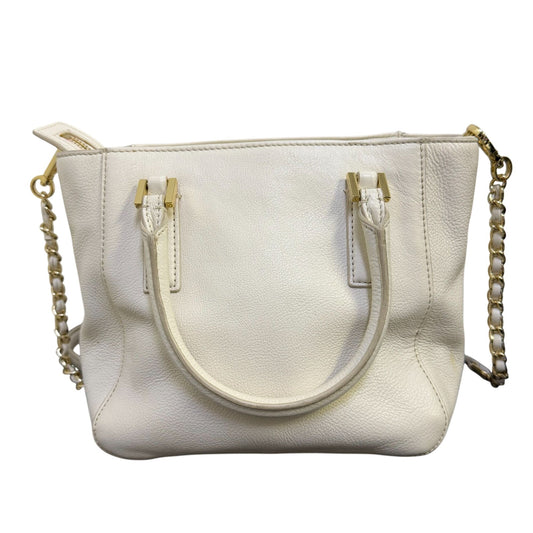 Tory Burch Ivory Leather Shoulder Bag With Gold Chain Strap & Tassel Details