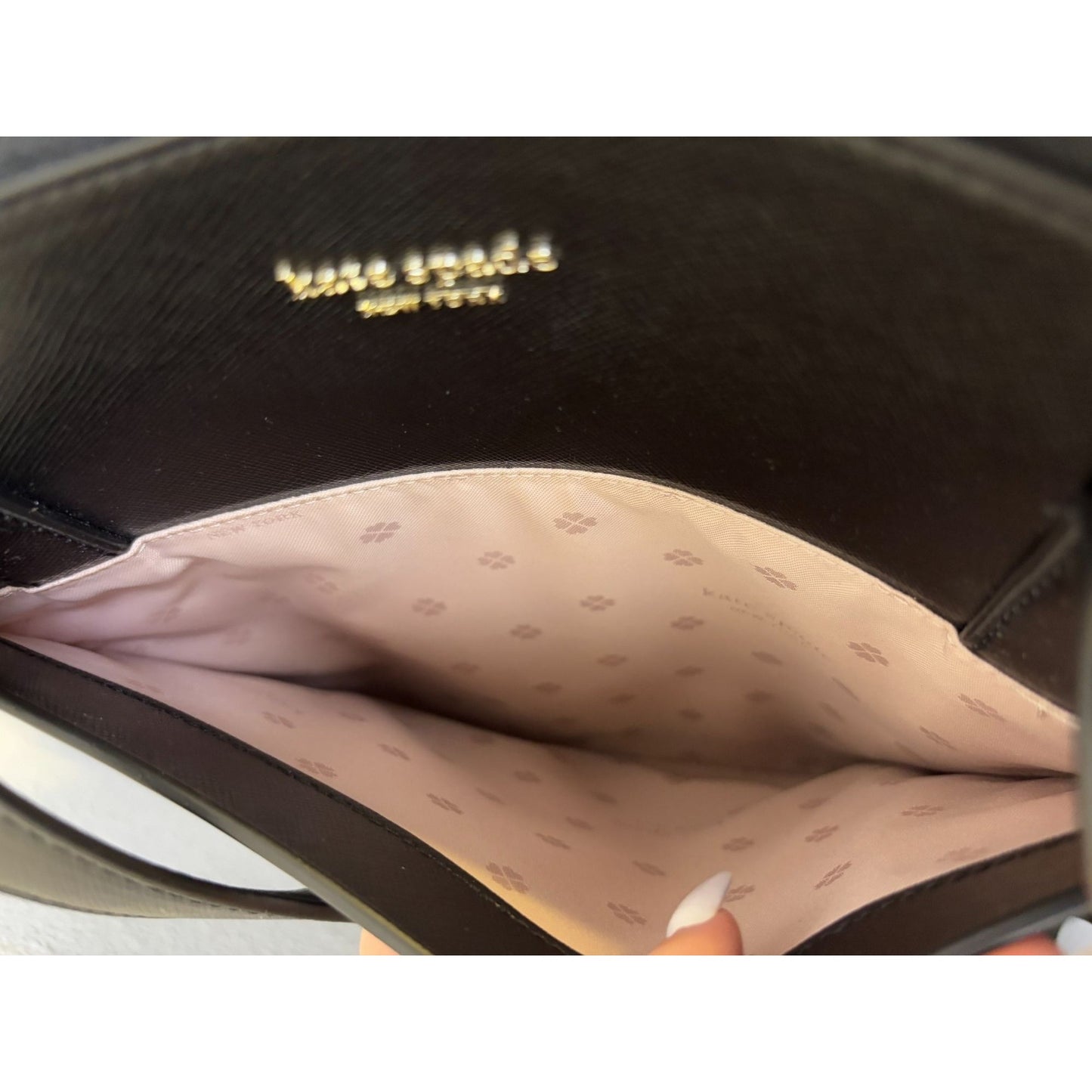 Kate Spade New York Black Leather Tote Bag With Zip Closure