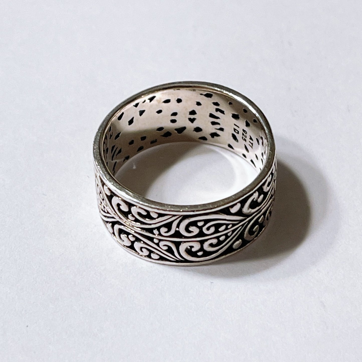 Sterling Silver 925 Wide Band Filigree Design Ring For Women Or Men 9.5